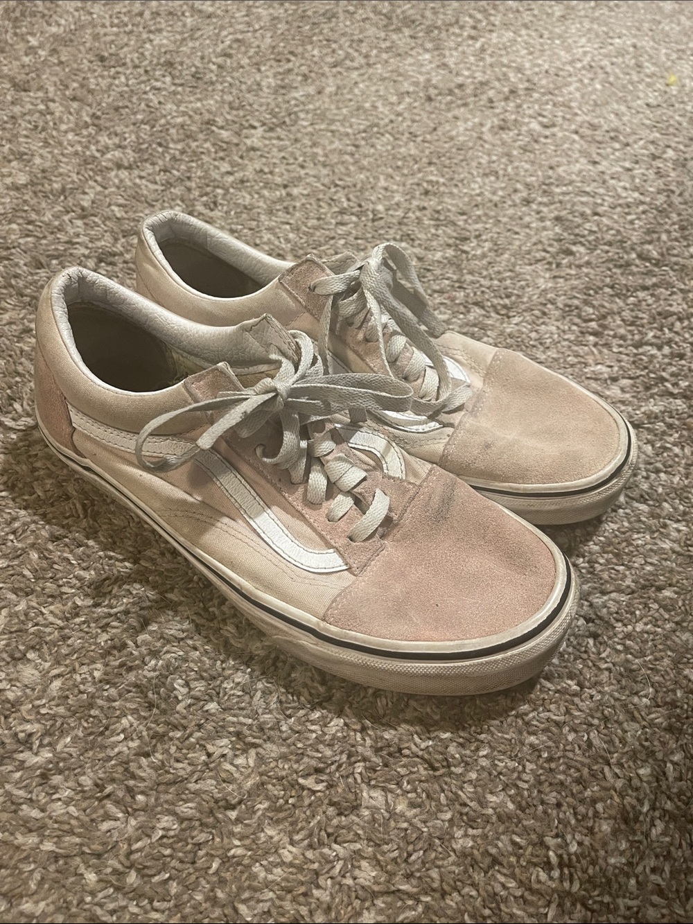 Classic Vans Low-Top Suede & Canvas Sneakers in Blush and White